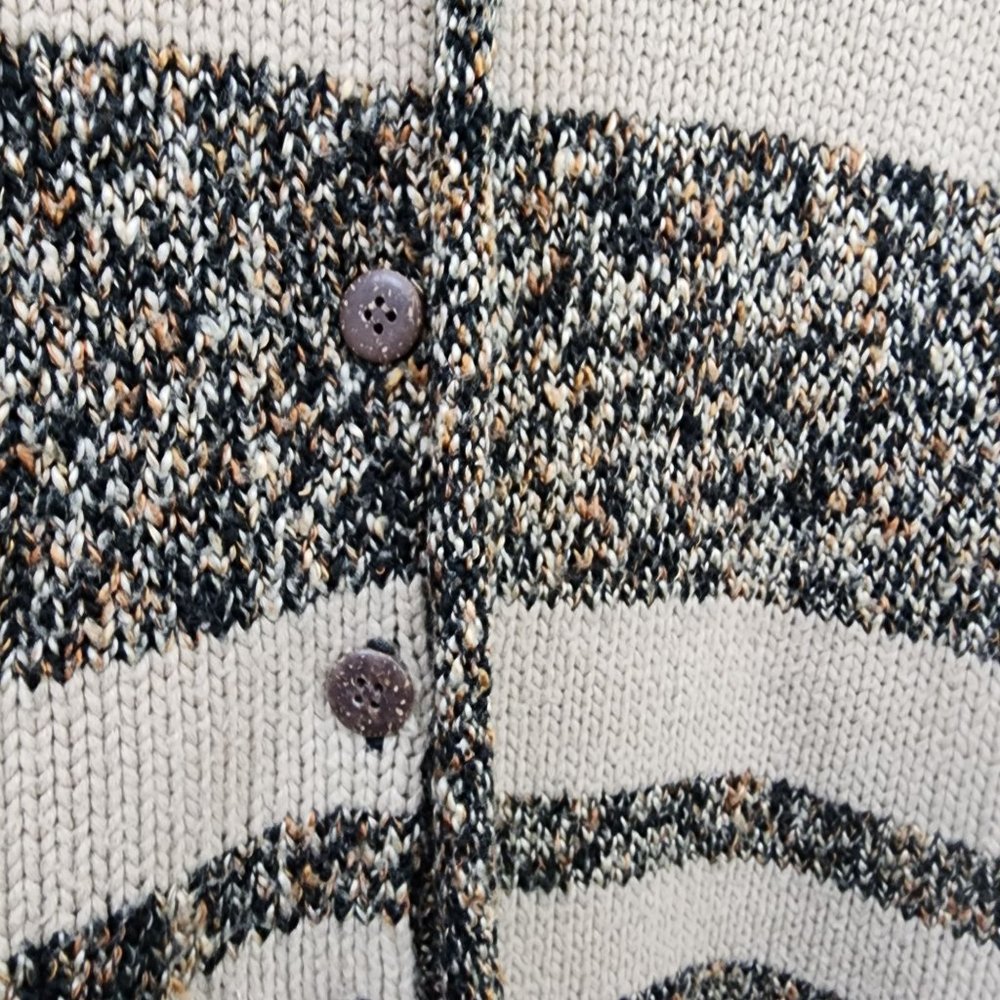 Magpie 1/2 button long boho patchwork duster sweater 3/4" sleeves woman's L/XL - Picture 9 of 11